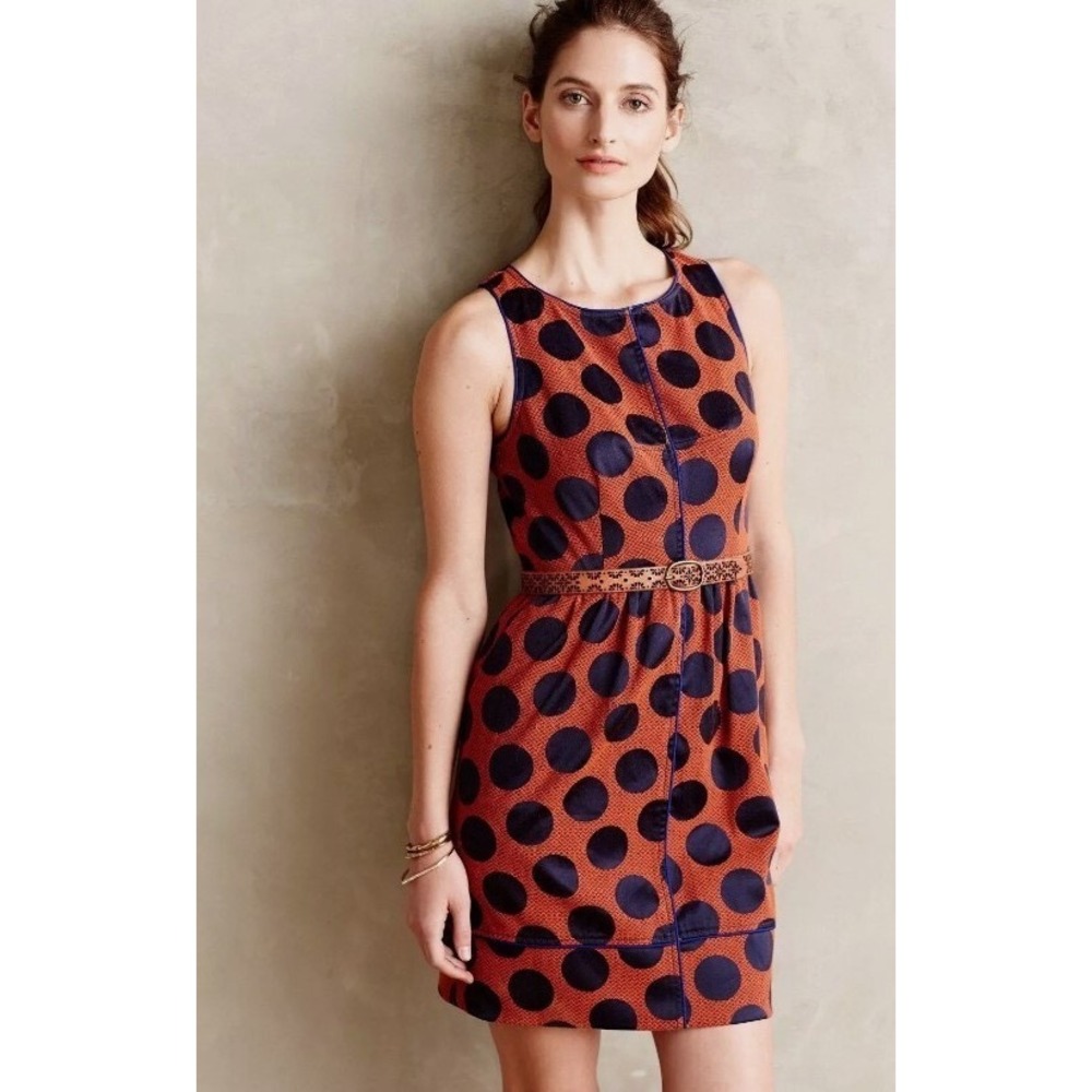 Anthropologie Maeve Polka Dot Sheath Dress | Sz 4 | Retro Chic‎